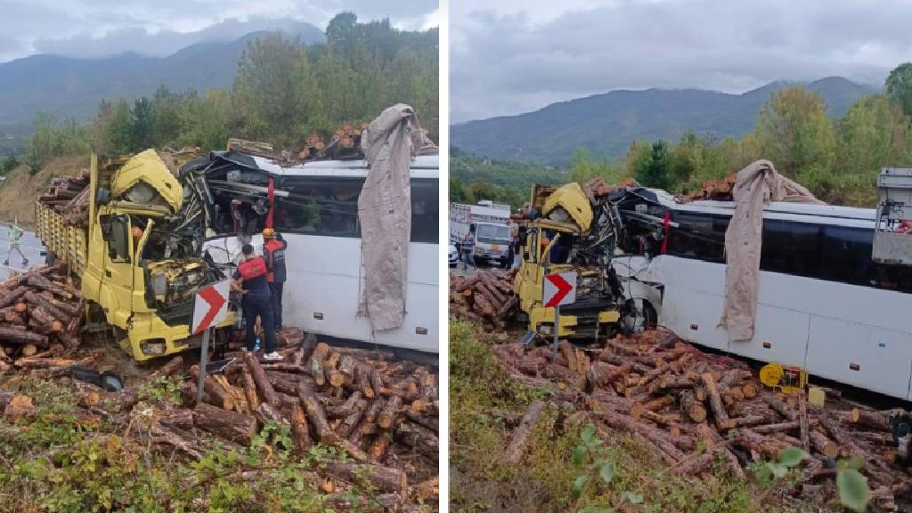 Yolcu otobüsü ile kamyon kafa kafaya çarpıştı: 2 ölü, 23 yaralı