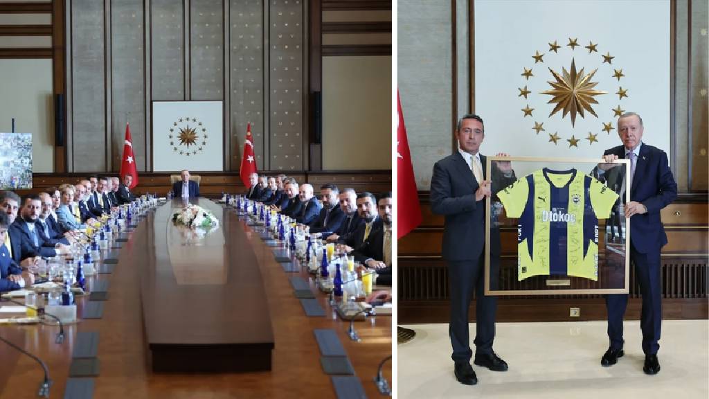 Cumhurbaşkanı Erdoğan, Fenerbahçe Kulübü heyetini kabul etti: İmzalı forma hediye edildi