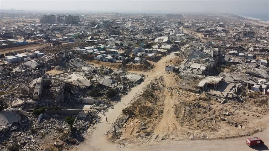 İsrail'in Gazze'nin Tel el-Hava Mahallesi'nde bıraktığı yıkım