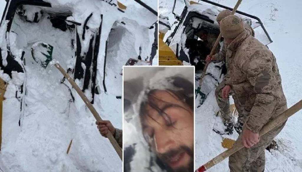 Askerlerden nefes kesen kurtarma! Çığ altındaki operatör 10 dakikada kurtarıldı
