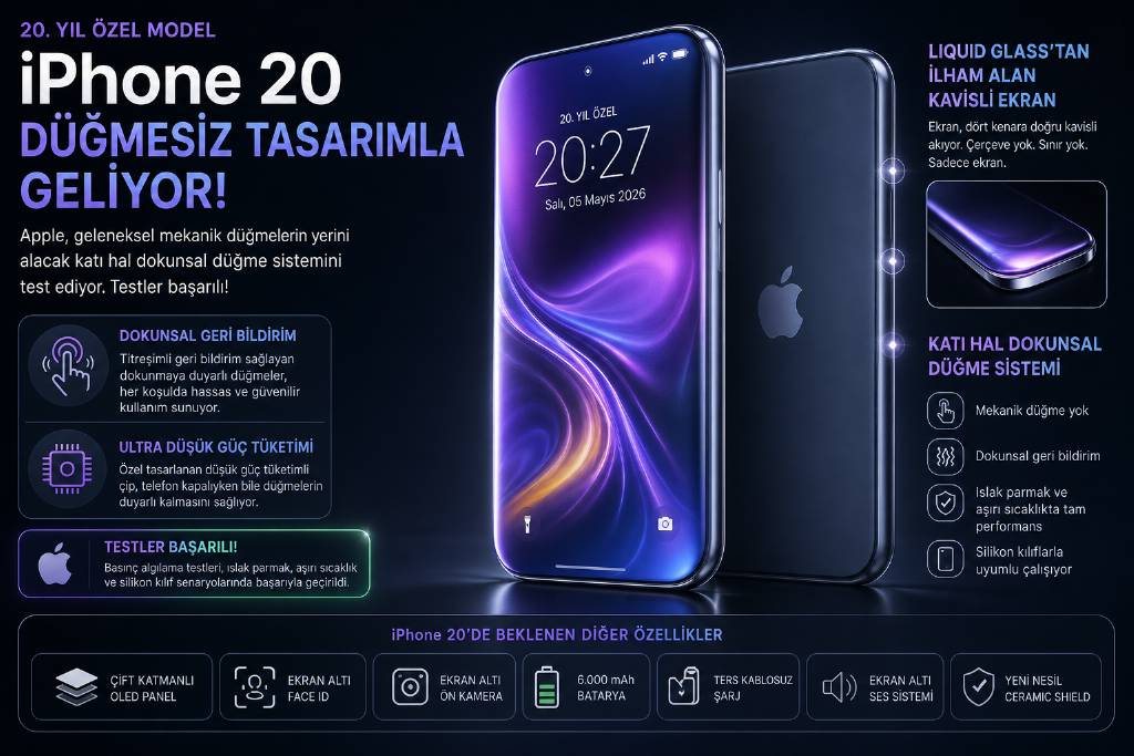 Iphone 20 düğmesiz tasarımla gelebilir