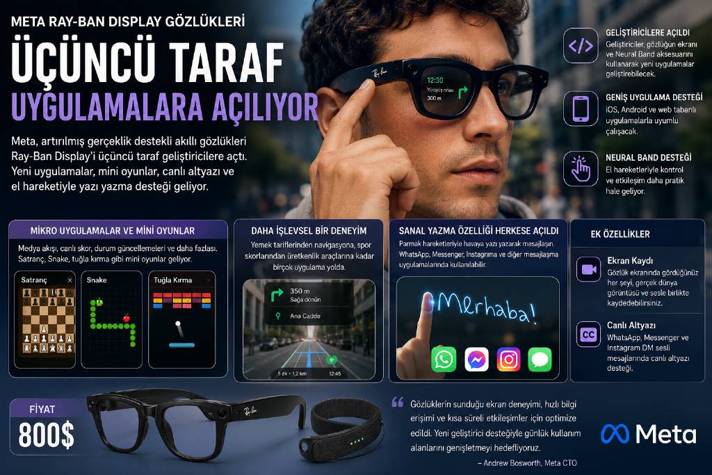 Meta, Ray-Ban display gözlüklerini geliştiricilere açtı