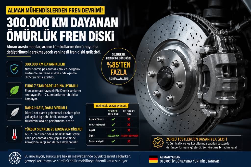 300 Bin km kadar dayanan fren diskleri geliştirildi
